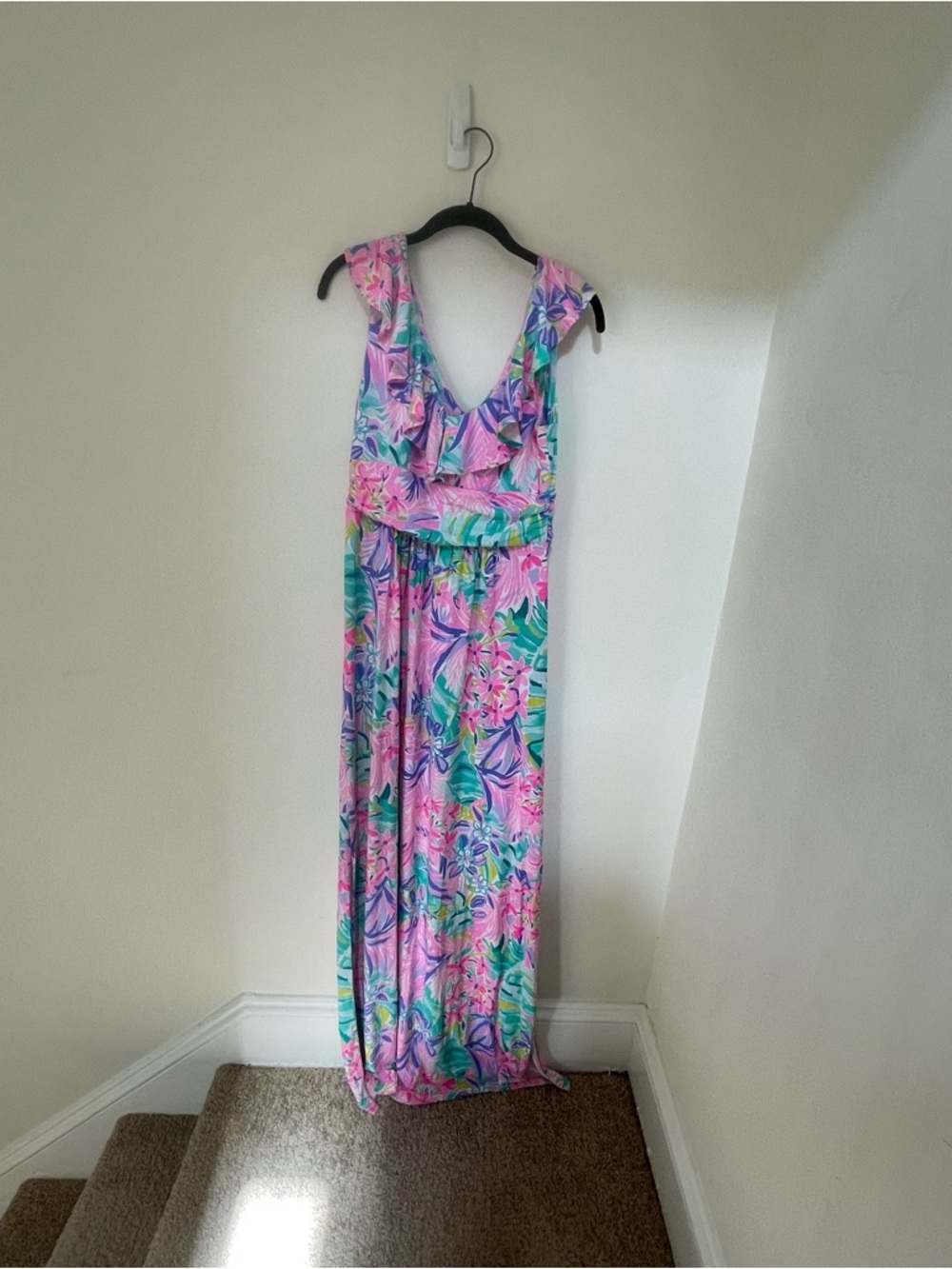 NWOT Lilly Pulitzer Mirella Maxi Dress Multi ruffle sleeve medium $278 - Picture 2 of 5